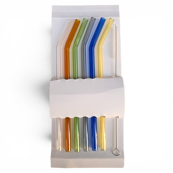 Set of 6 Multi-Colour Glass Straws