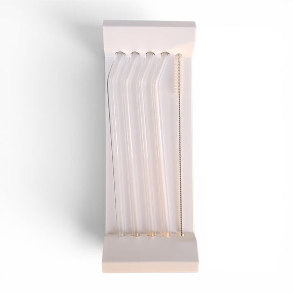 Set of 4 Clear Glass Straws