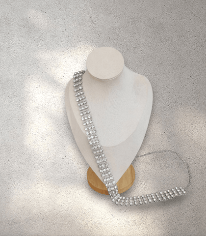 Triple Line Silver Sari Belt