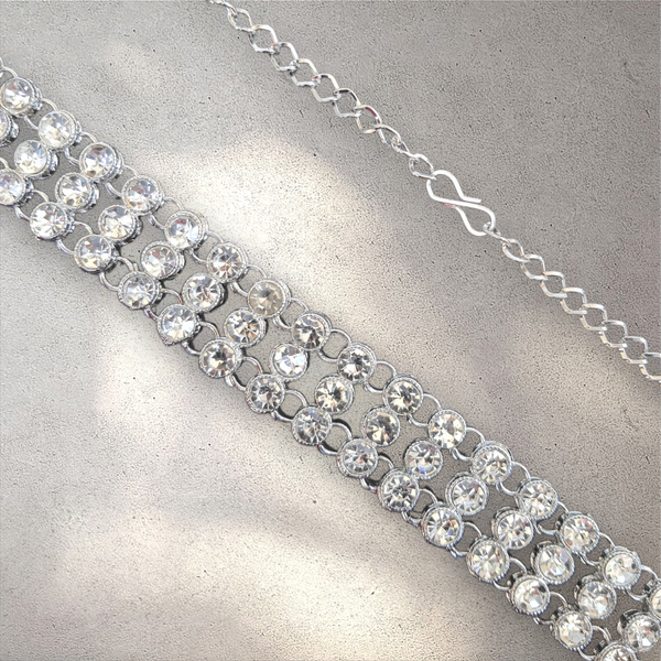 Triple Line Silver Sari Belt