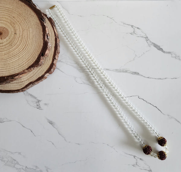 Quartz with Three Rudraksha Necklace