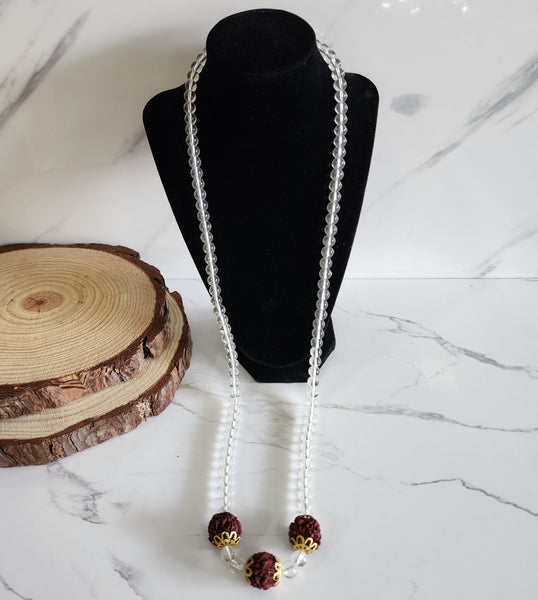 Quartz with Three Rudraksha Necklace