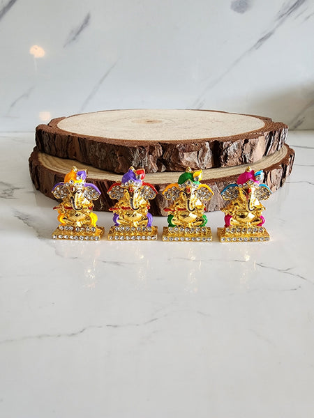 Mini Metal Coloured Ganesha Murti (Loose)