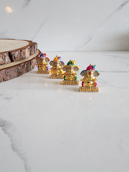 Mini Metal Coloured Ganesha Murti (Loose)