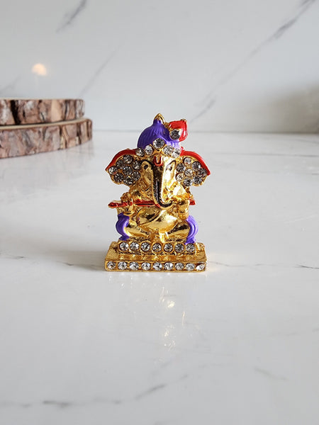 Mini Metal Coloured Ganesha Murti (Loose)