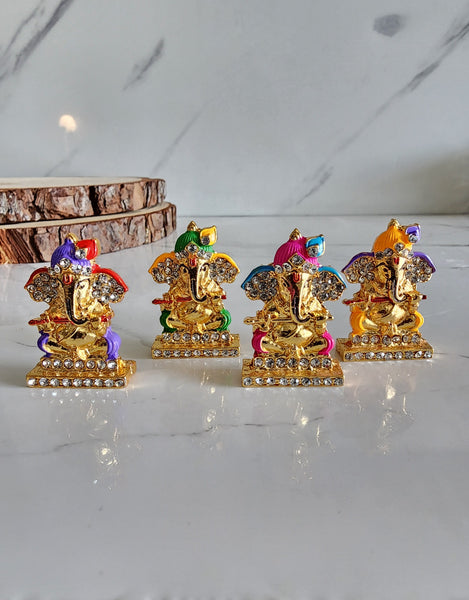 Mini Metal Coloured Ganesha Murti (Loose)