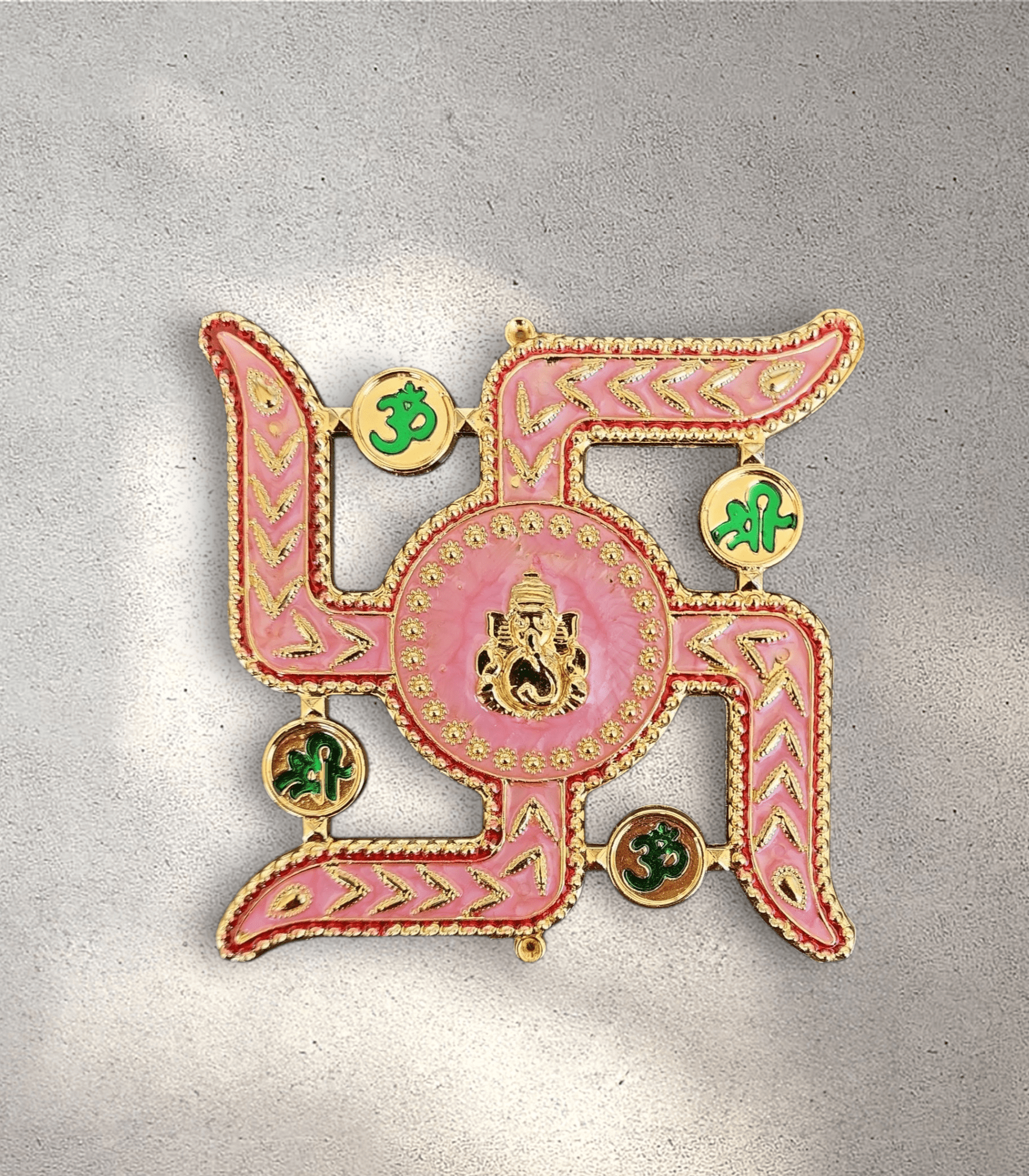 Pink Swastik with Ganesha