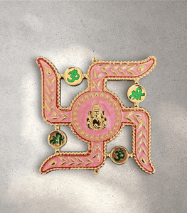 Pink Swastik with Ganesha