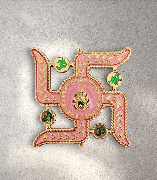 Pink Swastik with Ganesha