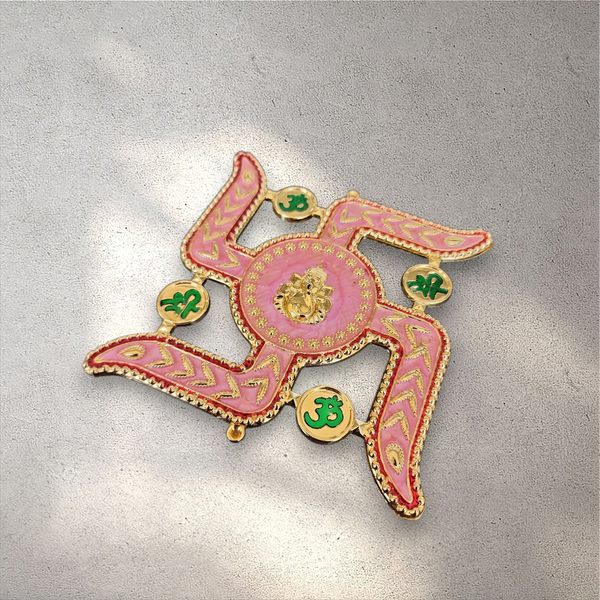 Pink Swastik with Ganesha