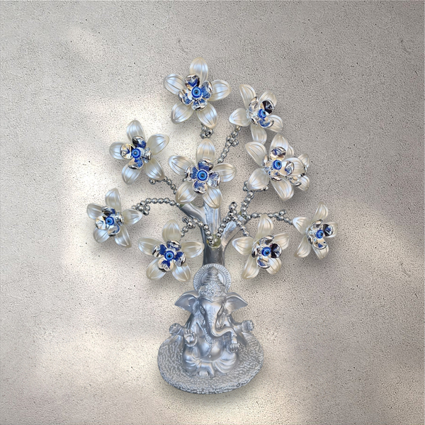 Silver Ganesh Evil Eye Flower Tree
