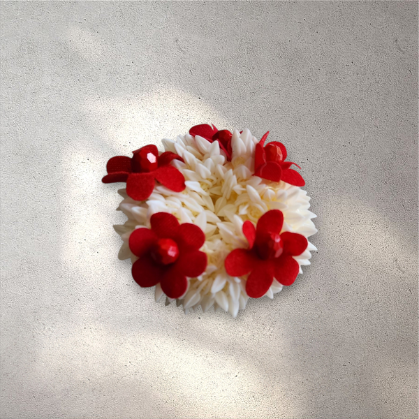 Jasmine & Red Blossom Gajra  (Hair Band)