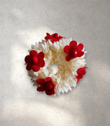 Jasmine & Red Blossom Gajra  (Hair Band)