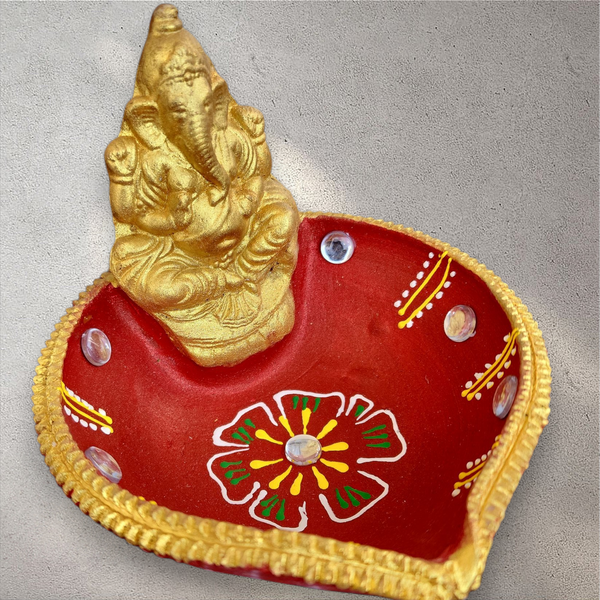 Ganesha Clay Lamp