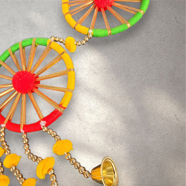 Decorative Green, Red and Yellow Bell Garland