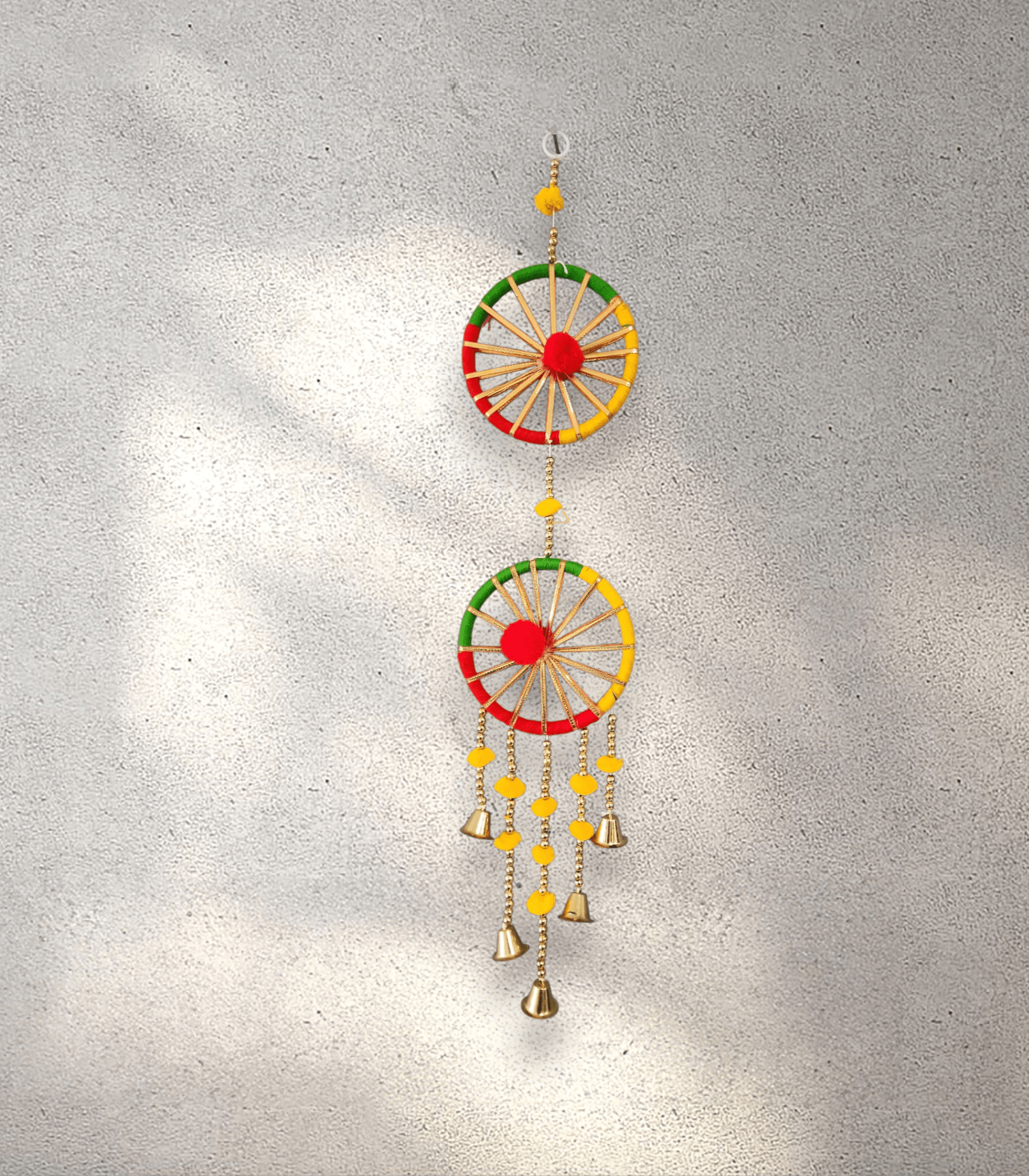 Decorative Green, Red and Yellow Bell Garland