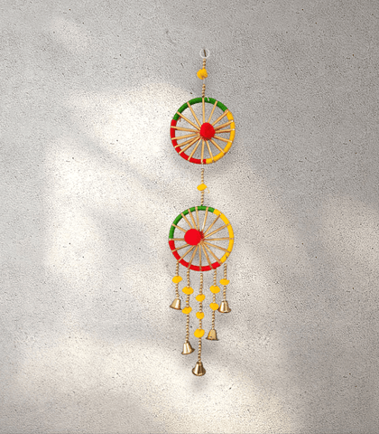 Decorative Green, Red and Yellow Bell Garland