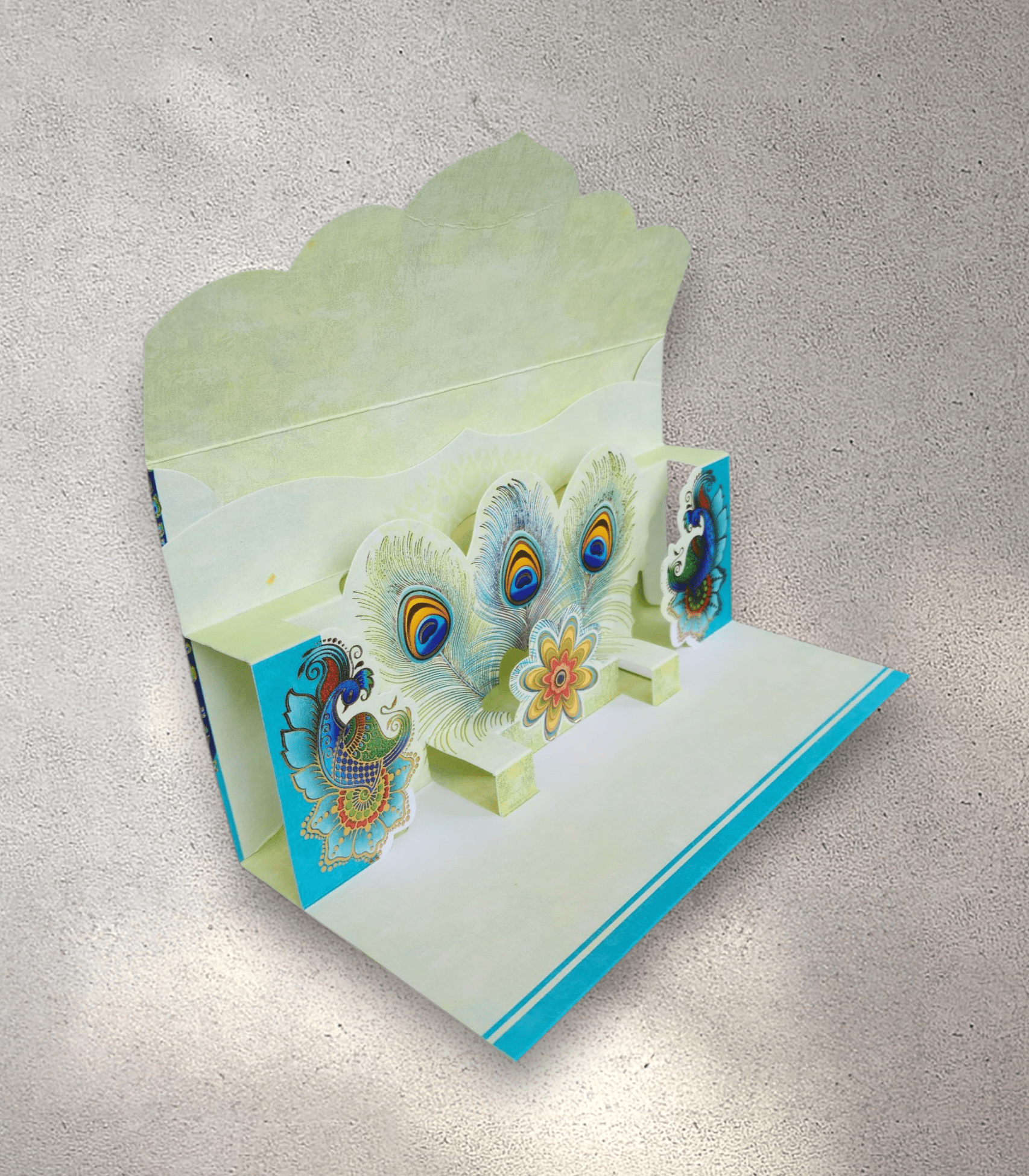 Blue Peacock 3D Envelope (Pack of 10)