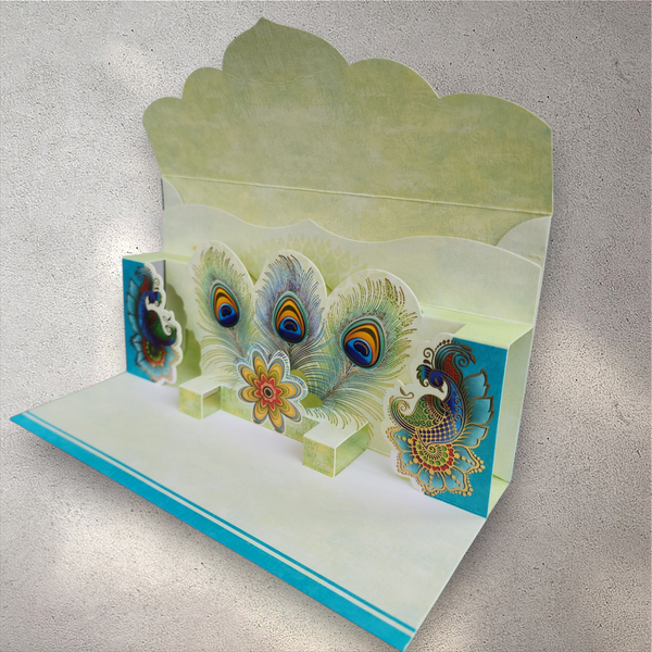 Blue Peacock 3D Envelope (Pack of 10)