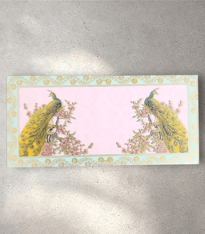 Pink and Mint Green Peacock Envelope (Pack of 10)