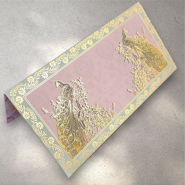 Pink and Mint Green Peacock Envelope (Pack of 10)