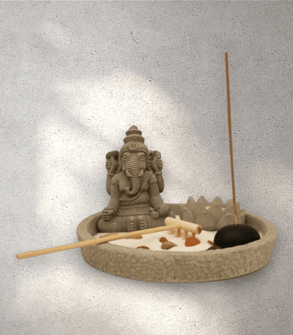 Ganesha Zen Garden with Incense and Lotus Tealight Holder