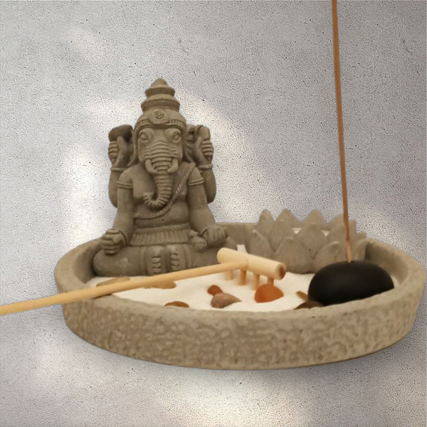 Ganesha Zen Garden with Incense and Lotus Tealight Holder