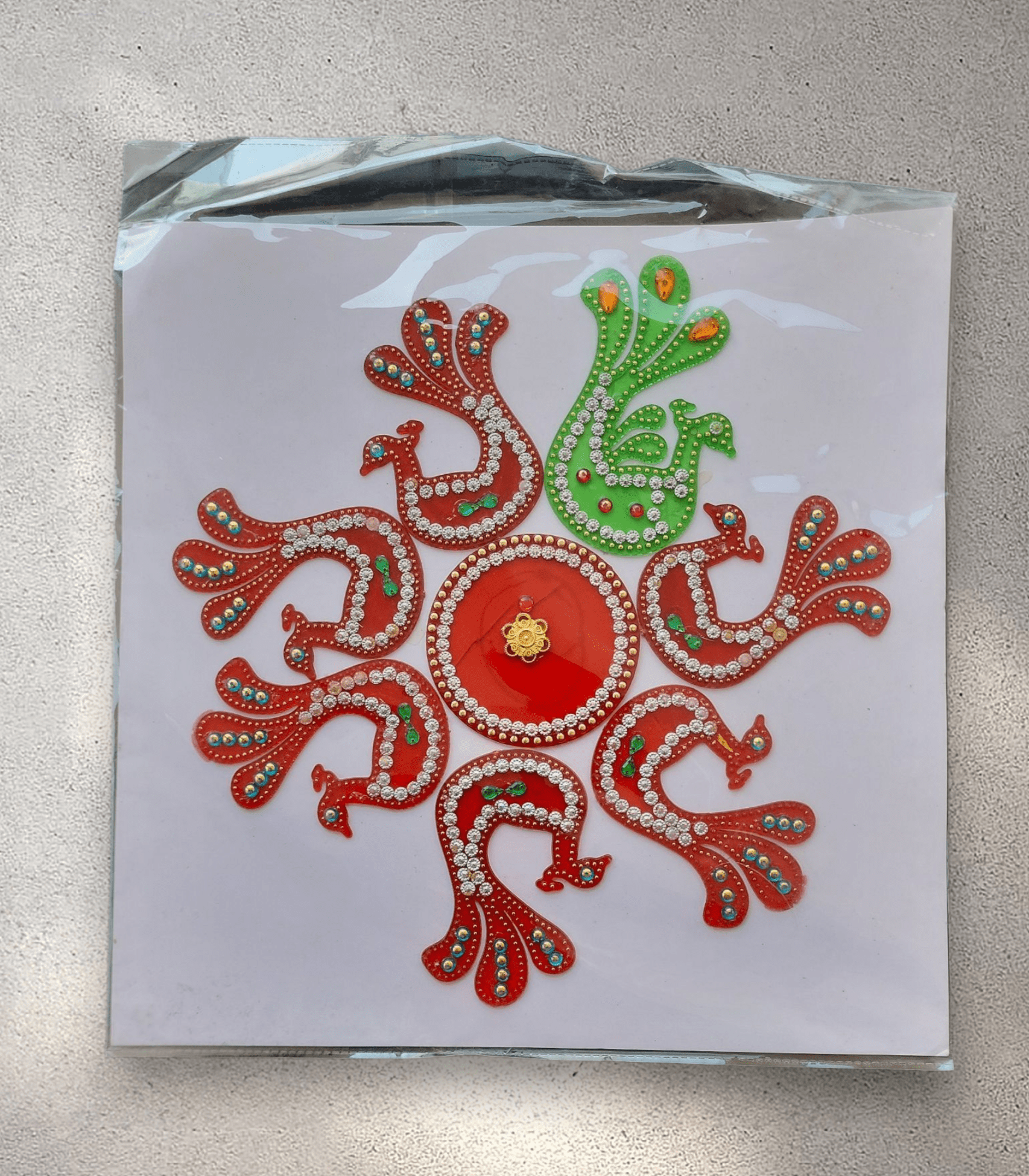 Large Peacock Perspex Rangoli Mat