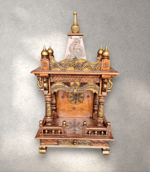 Hand-Crafted Wooden Prayer Mandhir