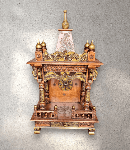 Hand-Crafted Wooden Prayer Mandhir