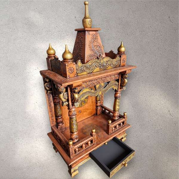 Hand-Crafted Wooden Prayer Mandhir