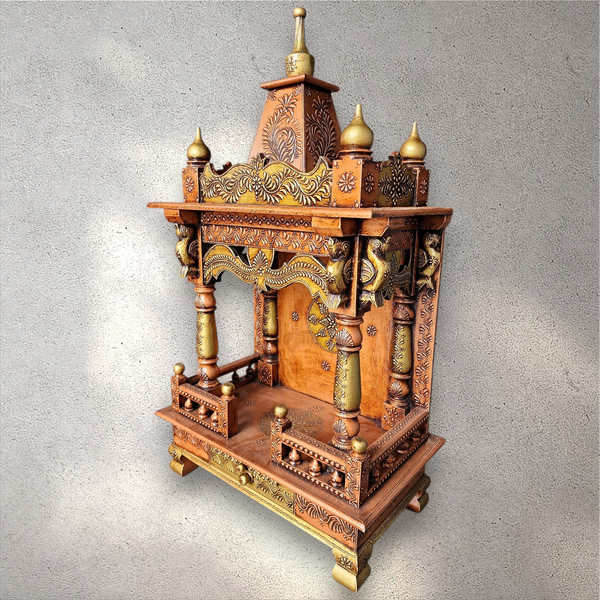 Hand-Crafted Wooden Prayer Mandhir