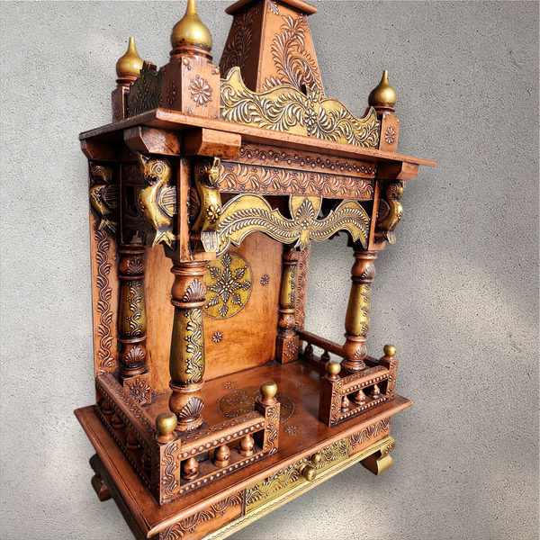 Hand-Crafted Wooden Prayer Mandhir