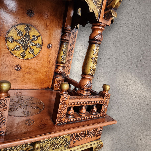 Hand-Crafted Wooden Prayer Mandhir