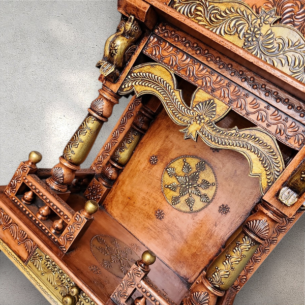 Hand-Crafted Wooden Prayer Mandhir