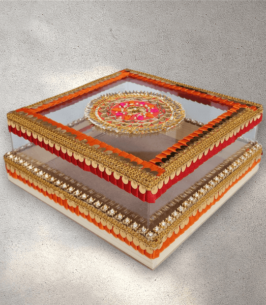 Medium Orange and Red Perspex Gift Box