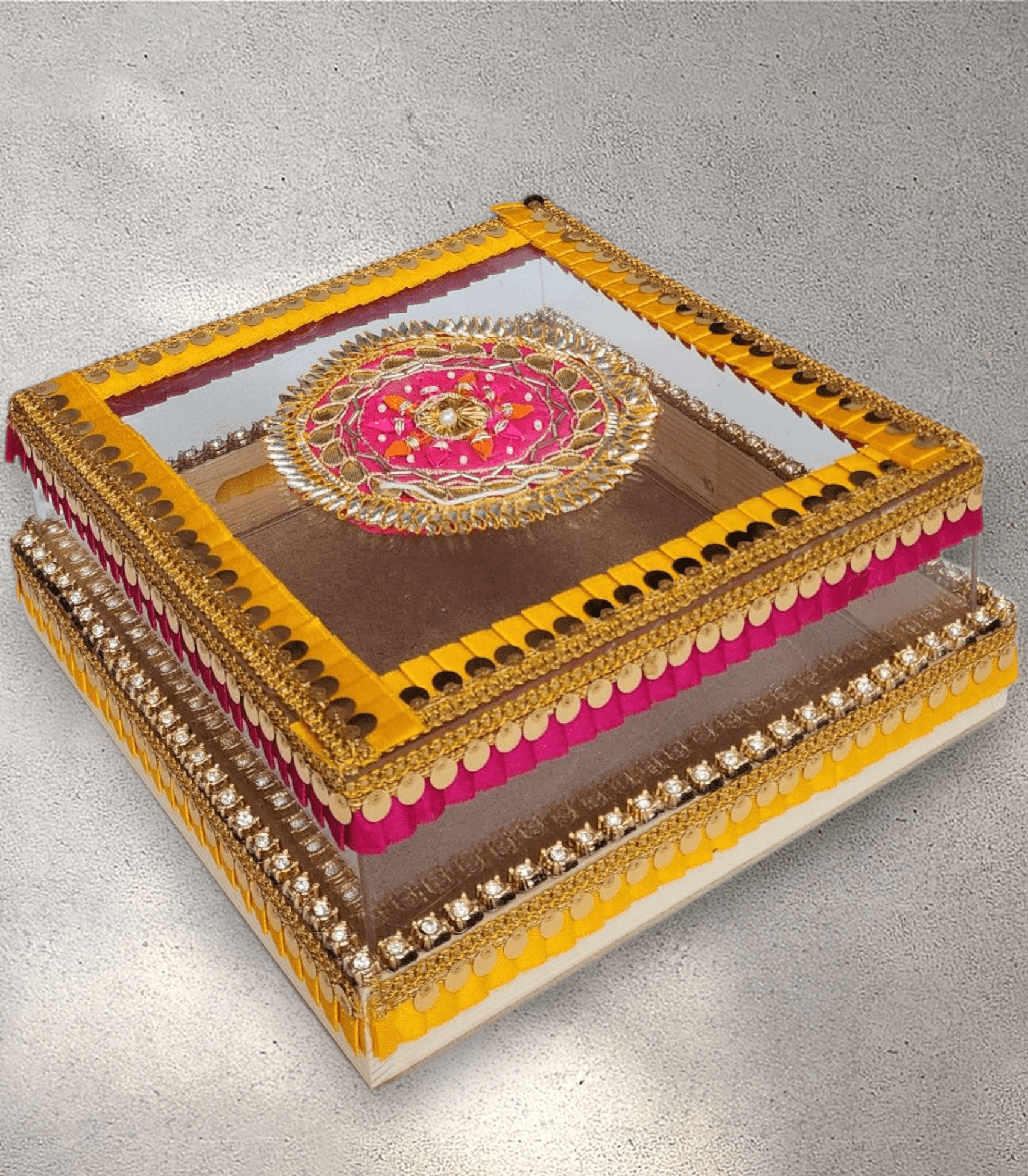 Medium Pink and Yellow Perspex Gift Box
