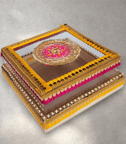 Medium Pink and Yellow Perspex Gift Box