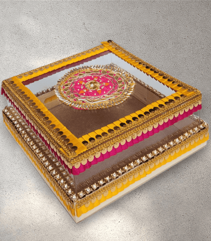 Medium Pink and Yellow Perspex Gift Box