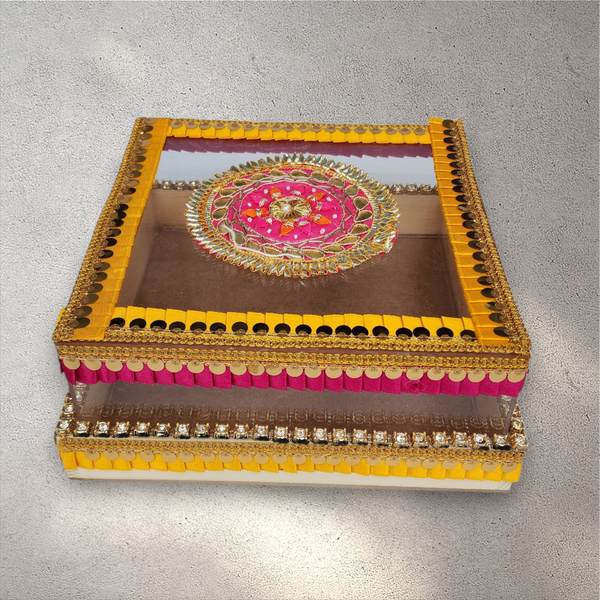 Medium Pink and Yellow Perspex Gift Box
