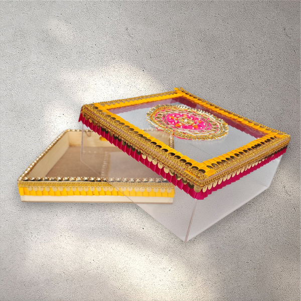 Medium Pink and Yellow Perspex Gift Box