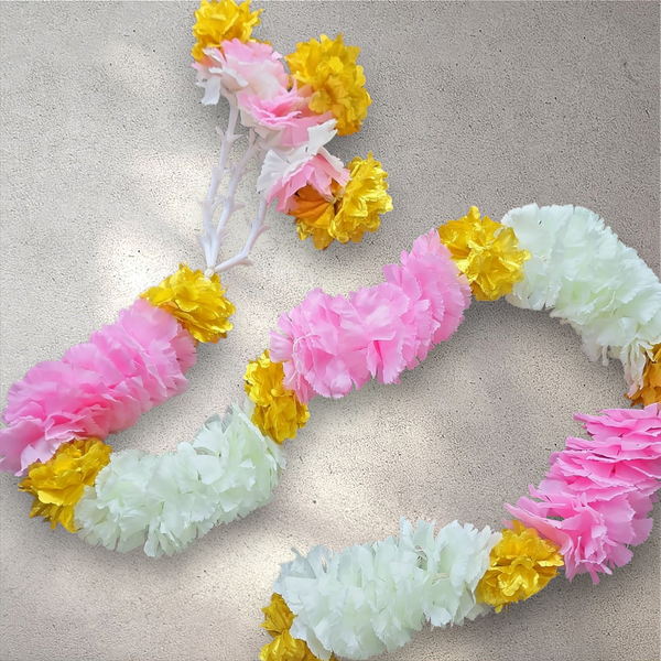 Light Pink and White Flower Garland 150 cm