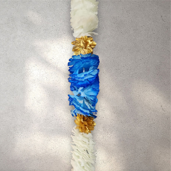 Blue and White Flower Garland 150 cm