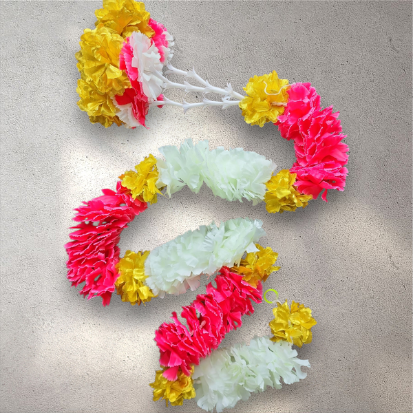 Dark Pink and White Flower Garland 150 cm