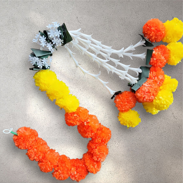 Small Fancy Orange Marigold Flower Garland