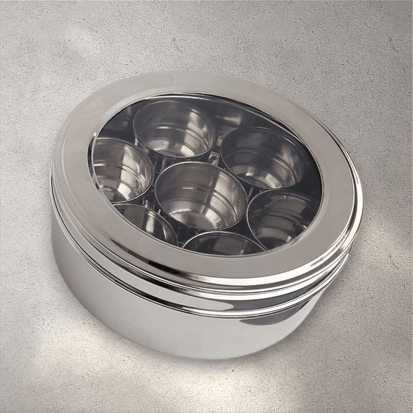 Masala Dabba (Spice Container) Clear Lid - No.12 (Medium)