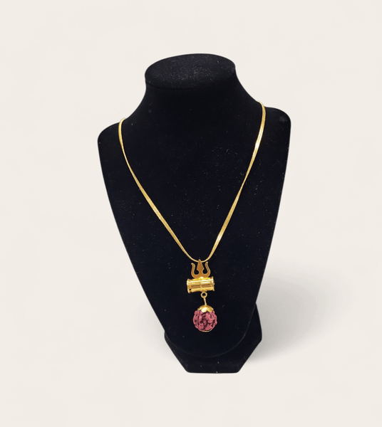 Trishul Rudraksha Pendant Locket Gold Neck Chain