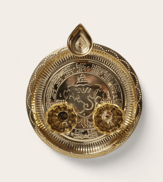 Ganesha Brass Puja Tray (30 cm)