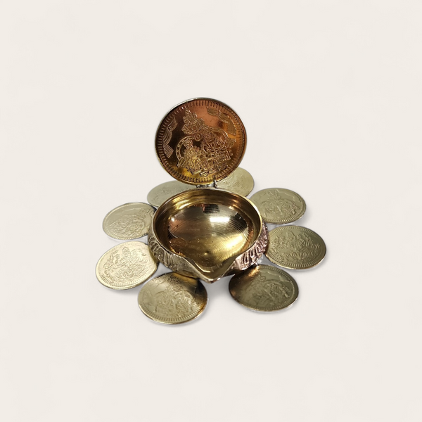 Small Brass Lakshmi and Kubera Lamp