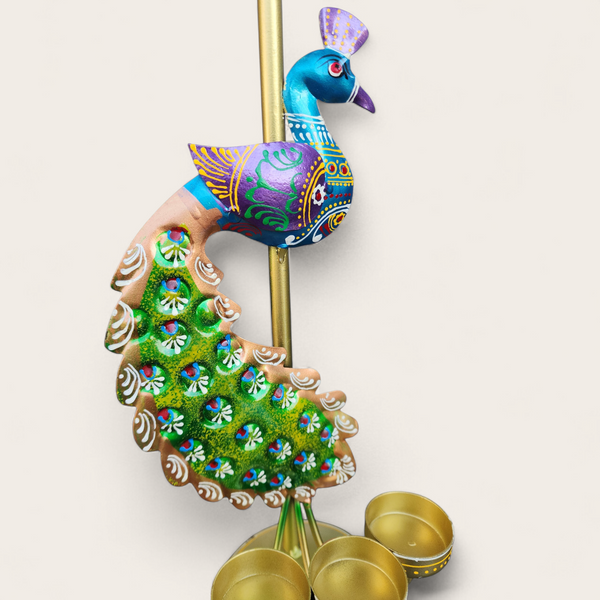 Peacock Tealight Stand - Set of 2 (33 cm)